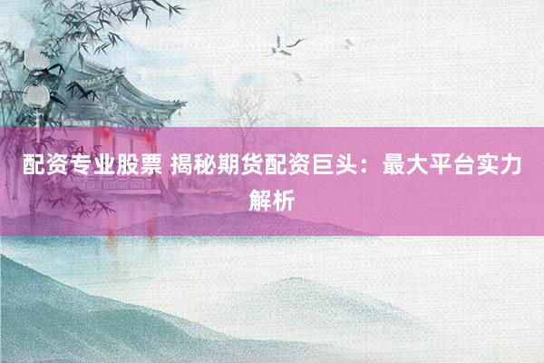 配资专业股票 揭秘期货配资巨头：最大平台实力解析