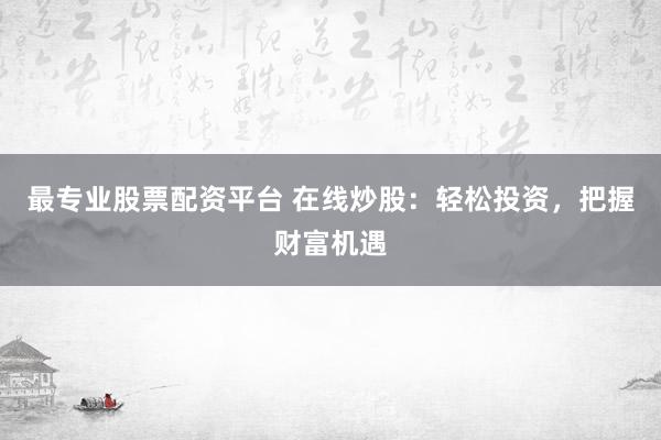 最专业股票配资平台 在线炒股：轻松投资，把握财富机遇