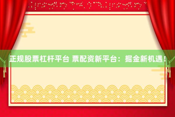 正规股票杠杆平台 票配资新平台：掘金新机遇！