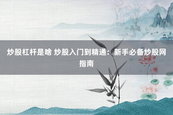 炒股杠杆是啥 炒股入门到精通：新手必备炒股网指南