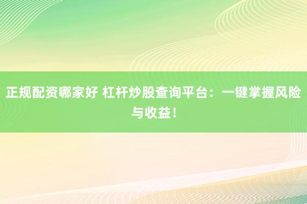正规配资哪家好 杠杆炒股查询平台：一键掌握风险与收益！