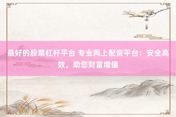 最好的股票杠杆平台 专业网上配资平台：安全高效，助您财富增值