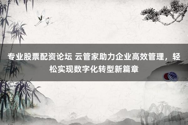 专业股票配资论坛 云管家助力企业高效管理，轻松实现数字化转型新篇章