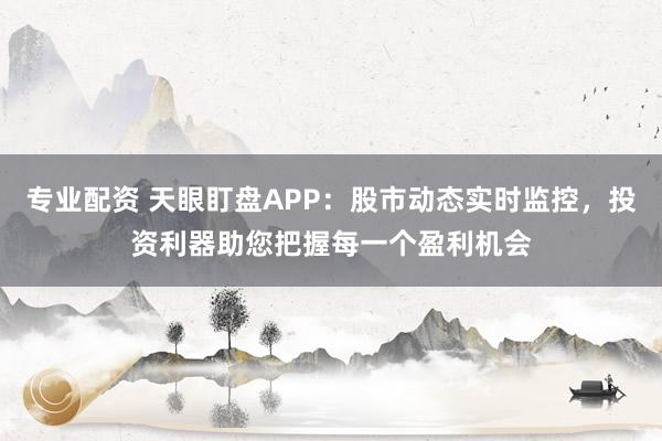 专业配资 天眼盯盘APP：股市动态实时监控，投资利器助您把握每一个盈利机会