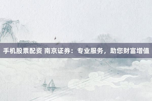 手机股票配资 南京证券：专业服务，助您财富增值