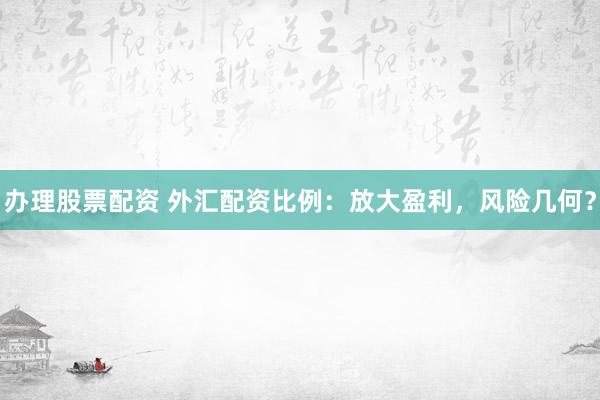 办理股票配资 外汇配资比例：放大盈利，风险几何？