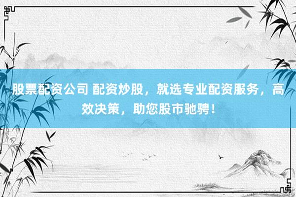 股票配资公司 配资炒股，就选专业配资服务，高效决策，助您股市驰骋！