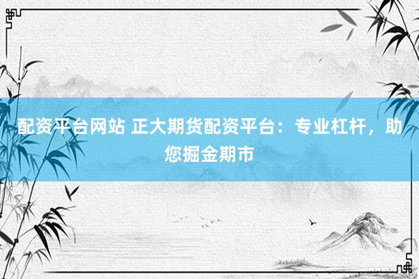配资平台网站 正大期货配资平台：专业杠杆，助您掘金期市