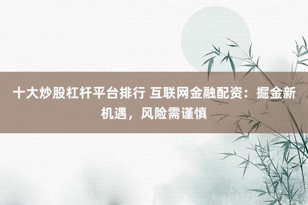 十大炒股杠杆平台排行 互联网金融配资：掘金新机遇，风险需谨慎