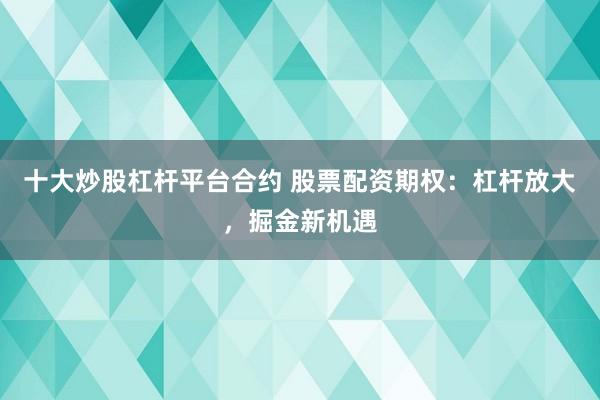 十大炒股杠杆平台合约 股票配资期权：杠杆放大，掘金新机遇