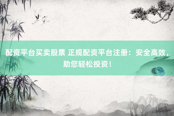 配资平台买卖股票 正规配资平台注册：安全高效，助您轻松投资！