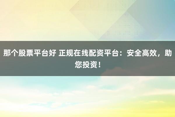 那个股票平台好 正规在线配资平台:安全高效,助您投资!