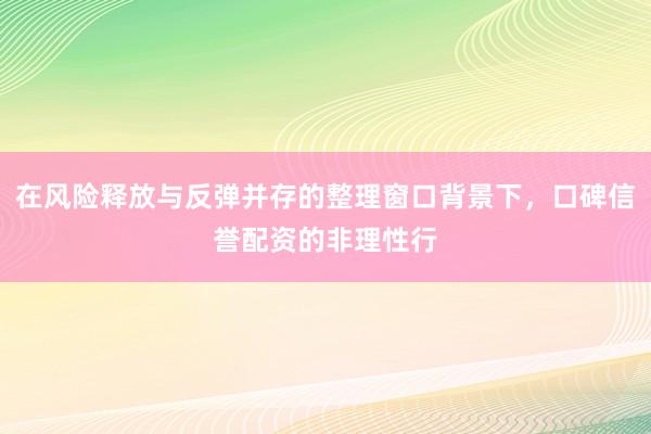 在风险释放与反弹并存的整理窗口背景下，口碑信誉配资的非理性行