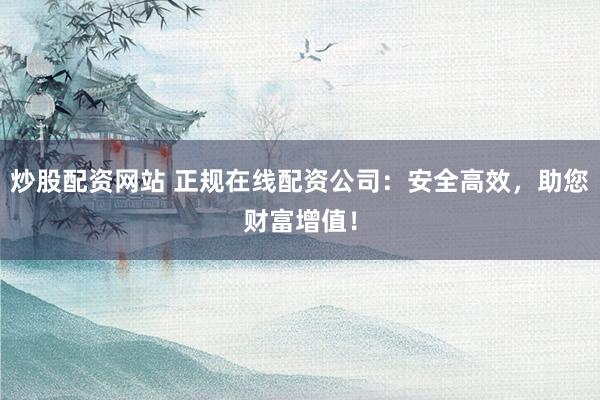 炒股配资网站 正规在线配资公司：安全高效，助您财富增值！