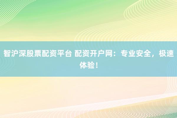 智沪深股票配资平台 配资开户网：专业安全，极速体验！