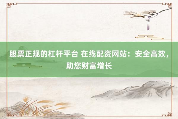 股票正规的杠杆平台 在线配资网站：安全高效，助您财富增长