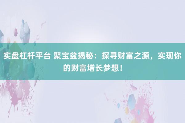 实盘杠杆平台 聚宝盆揭秘：探寻财富之源，实现你的财富增长梦想！