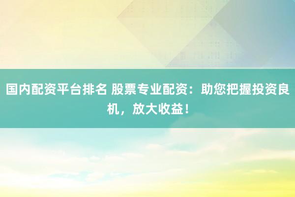国内配资平台排名 股票专业配资：助您把握投资良机，放大收益！