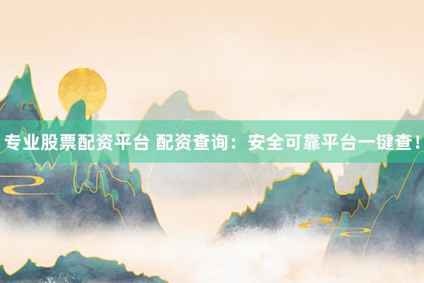 专业股票配资平台 配资查询：安全可靠平台一键查！