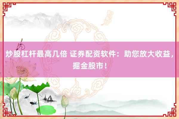 炒股杠杆最高几倍 证券配资软件：助您放大收益，掘金股市！